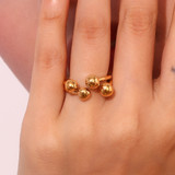 Personality Peach 18k Gold Circular Stainless Steel Water Resistant Tarnish Free Ring