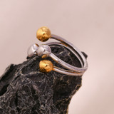 Personality Peach 18k Gold Circular Stainless Steel Water Resistant Tarnish Free Ring
