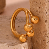Personality Peach 18k Gold Circular Stainless Steel Water Resistant Tarnish Free Ring