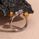 Personality Peach 18k Gold Circular Stainless Steel Water Resistant Tarnish Free Ring