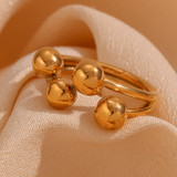 Personality Peach 18k Gold Circular Stainless Steel Water Resistant Tarnish Free Ring