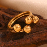 Personality Peach 18k Gold Circular Stainless Steel Water Resistant Tarnish Free Ring