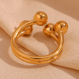 Personality Peach 18k Gold Circular Stainless Steel Water Resistant Tarnish Free Ring