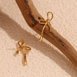 18k Gold Irregular Sweet Bow Sterling Silver Water Resistant Earrings
