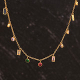Stainless Steel Waterproof Diamond CZ Gemstone 18k Gold Pendant Necklace