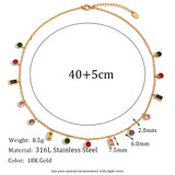 Stainless Steel Waterproof Diamond CZ Gemstone 18k Gold Pendant Necklace