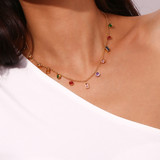 Stainless Steel Waterproof Diamond CZ Gemstone 18k Gold Pendant Necklace