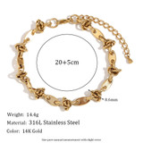 18k Gold Stainless Steel Waterproof Paper Clip Knot Bowtie Link Chain Anklet Ankle Bracelets