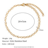 18k Gold Stainless Steel Waterproof Paper Clip Knot Bowtie Link Chain Anklet Ankle Bracelets