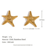 Ladies 18k Gold Starfish Necklace Earrings Ring Waterproof Stainless Steel Jewelry Set