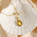 18k Gold Waterproof Picture Oval Photo Locket Memory Keepsake Stainless Steel Pendant Necklace