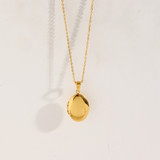 18k Gold Waterproof Picture Oval Photo Locket Memory Keepsake Stainless Steel Pendant Necklace