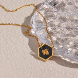 Stainless Steel 18 k Gold Busy Queen Bee Waterproof Chain Necklace Pendant 