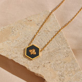 Stainless Steel 18 k Gold Busy Queen Bee Waterproof Chain Necklace Pendant 