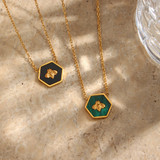 Stainless Steel 18 k Gold Busy Queen Bee Waterproof Chain Necklace Pendant 