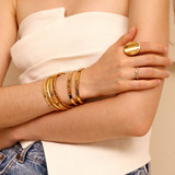 Stainless Steel 18K Gold Cuff Bangle CZ Bling Hip Hop Fashion Bracelets