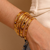 Stainless Steel 18K Gold Cuff Bangle CZ Bling Hip Hop Fashion Bracelets