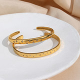 Stainless Steel 18K Gold Cuff Bangle CZ Bling Hip Hop Fashion Bracelets