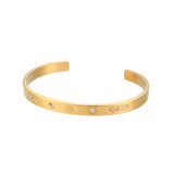 Stainless Steel 18K Gold Cuff Bangle CZ Bling Hip Hop Fashion Bracelets
