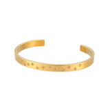Stainless Steel 18K Gold Cuff Bangle CZ Bling Hip Hop Fashion Bracelets