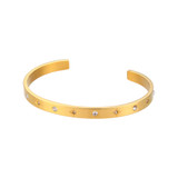 Stainless Steel 18K Gold Cuff Bangle CZ Bling Hip Hop Fashion Bracelets