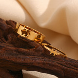 Ladies Lovers Friends 18k Gold Waterproof Stainless Steel Twp Piece Puzzle Ring
