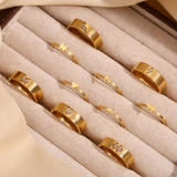 Ladies Lovers Friends 18k Gold Waterproof Stainless Steel Twp Piece Puzzle Ring