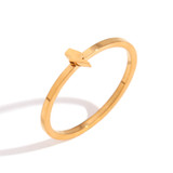 Ladies Lovers Friends 18k Gold Waterproof Stainless Steel Twp Piece Puzzle Ring