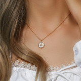 Ladies Natural Shell North Star 18k Gold Waterproof Stainless Steel Pendant Necklace