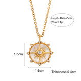 Ladies Natural Shell North Star 18k Gold Waterproof Stainless Steel Pendant Necklace