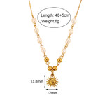Ladies 18k Gold Freshwater Pearl Beads Stainless Steel Optimistic Sun Good Vibes Necklace