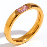 18k Gold Waterproof Stainless Steel Cubic Zirconia Shell Enamel Bling Rings