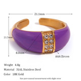 18k Gold Waterproof Stainless Steel Cubic Zirconia Shell Enamel Bling Rings