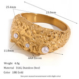 18k Gold Waterproof Stainless Steel Cubic Zirconia Shell Enamel Bling Rings