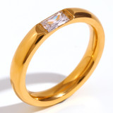 18k Gold Waterproof Stainless Steel Cubic Zirconia Shell Enamel Bling Rings
