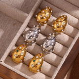18k Gold Water Resistant Tear Drop CZ Three-dimensional Bling Earrings