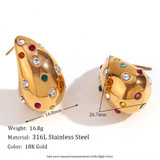 18k Gold Water Resistant Tear Drop CZ Three-dimensional Bling Earrings