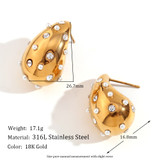 18k Gold Water Resistant Tear Drop CZ Three-dimensional Bling Earrings