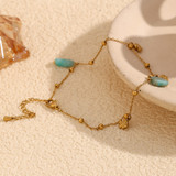 18k Gold Waterproof Cute Clown Fish Natural Amazonite Stone Anklets Ankle Bracelet