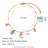 18k Gold Waterproof Cute Clown Fish Natural Amazonite Stone Anklets Ankle Bracelet