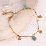 18k Gold Waterproof Cute Clown Fish Natural Amazonite Stone Anklets Ankle Bracelet