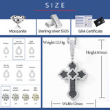 Cross Of Peace | Moissanite Diamond Solid Sterling Silver Black VVS Hip Hop Cross Pendant