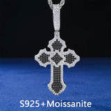 Cross Of Peace | Moissanite Diamond Solid Sterling Silver Black VVS Hip Hop Cross Pendant