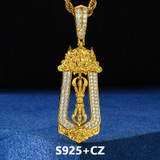 The Vajra | D VVS1 Moissanite Diamond Ancient Tibetan Buddhist 925 Silver Pendant