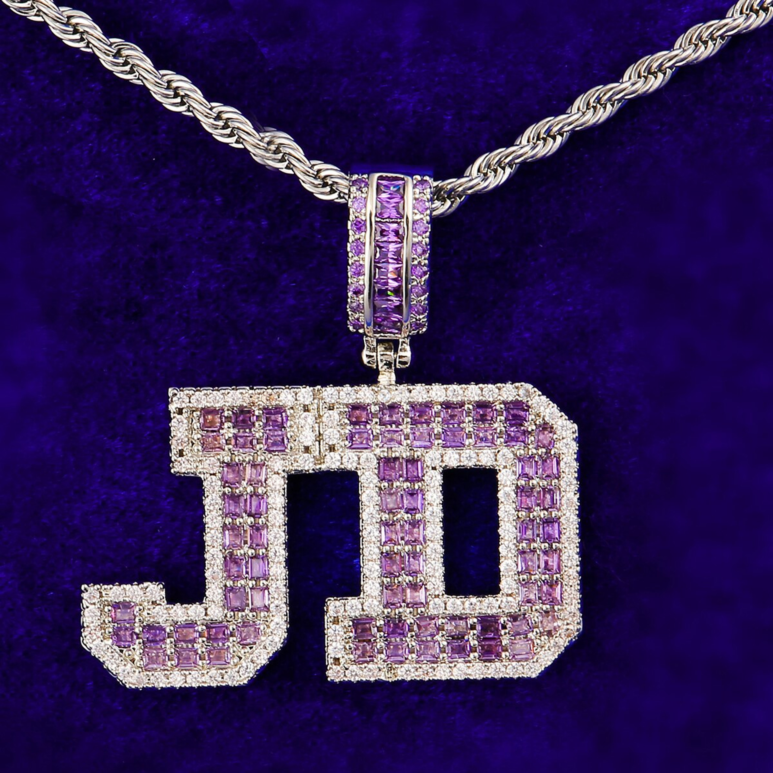 Iced Graffiti Personalized Custom Blinged Out Initial Letter Pendant Chain Necklace - Bling Jewelz