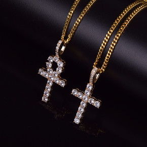 Gold Ankh Cross Chain Necklace