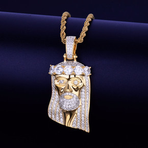 18k Gold God of Salvation Flooded Ice Jesus Piece Pendant