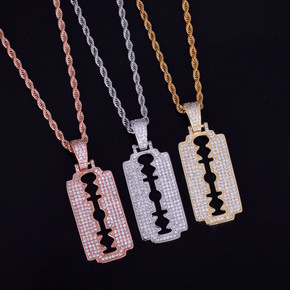 Flooded Ice Rose Gold .925 Silver Razor Blade Chains