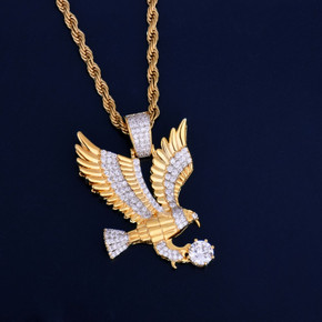 AAA True Micro Pave Stone Soaring Eagle Chain Necklace