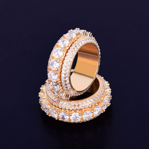 18k Gold Solitaire Flooded Ice AAA True Micro Pave Rings